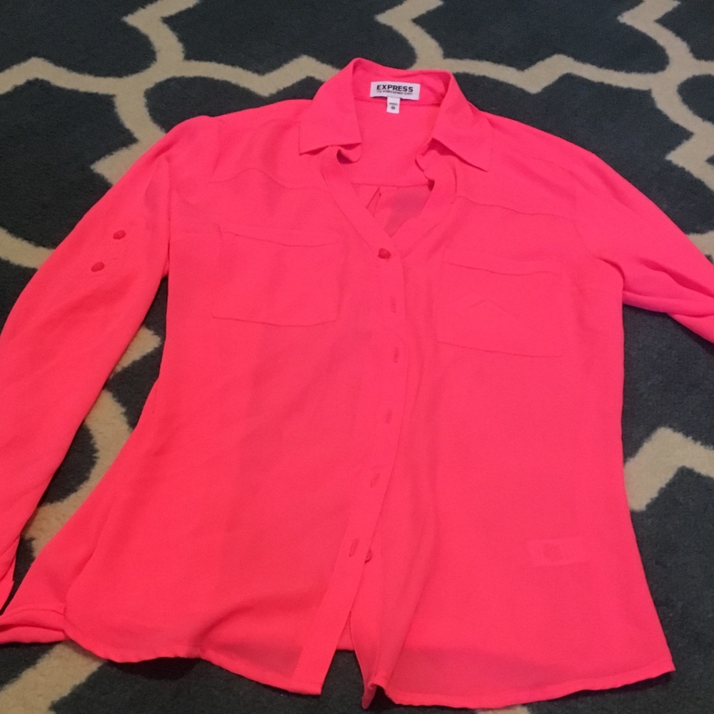 Express Bright Pink Portofino Button Down (NWOT)